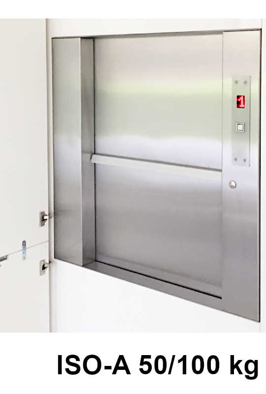 Малые грузовые лифты, кухонные лифты для еды и посуды SKG ISO-A 50 кг. 100 кг.