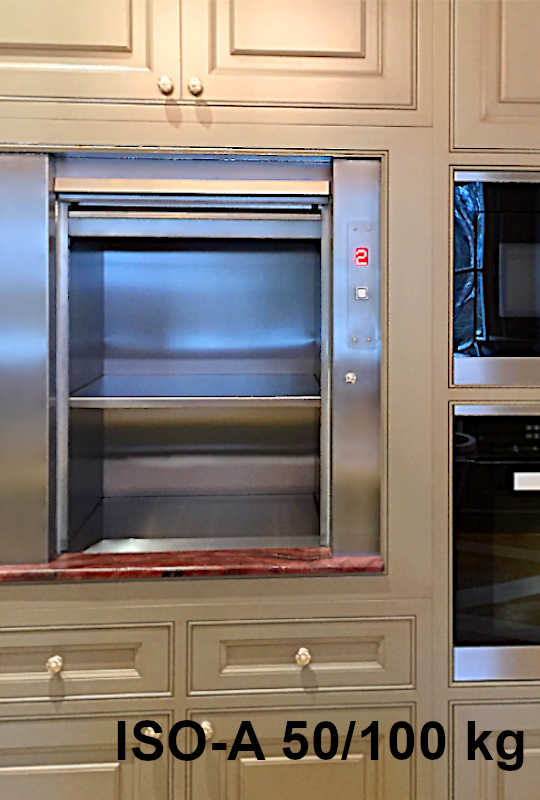 Малые грузовые лифты, кухонные лифты для еды и посуды SKG ISO-A 50 кг. 100 кг.